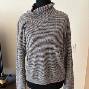 Medium Textured Turtleneck Top in Rainbow Rib